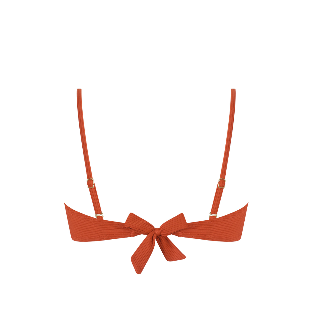 Chlamys Varia -Ribbed Bandeau Bikini Top- Red Crimson