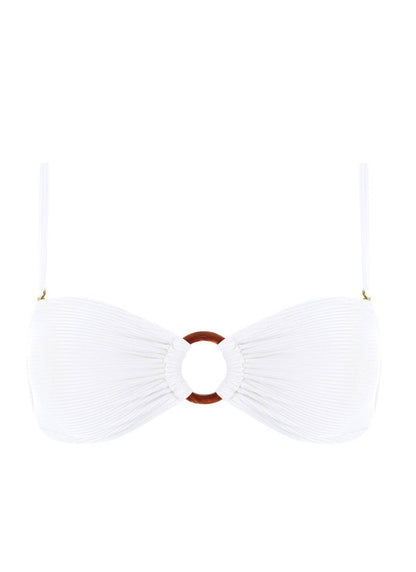 Chlamys Varia - Ribbed Bandeau Bikini Top - White
