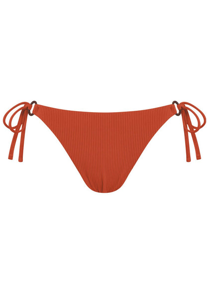 Chlamys Varia - Ribbed Bikini Bottoms Standard Coverage - Red Crimson