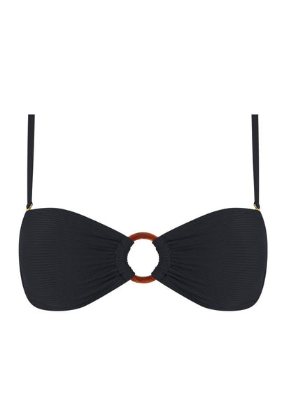 Chlamys Varia -Ribbed Bandeau Bikini Top- Black