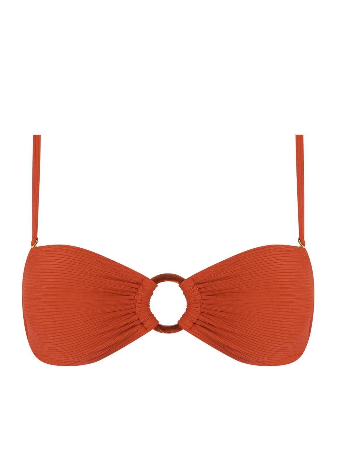 Chlamys Varia -Ribbed Bandeau Bikini Top- Red Crimson
