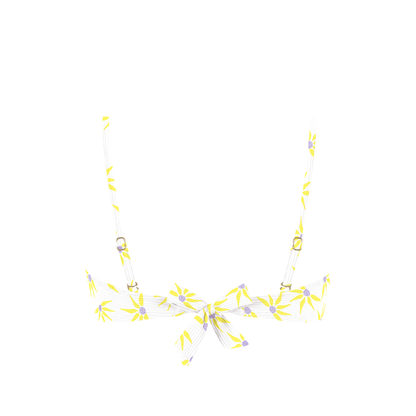 Chlamys Varia - Ribbed Bandeau Bikini Top-  White/Gerbera Print