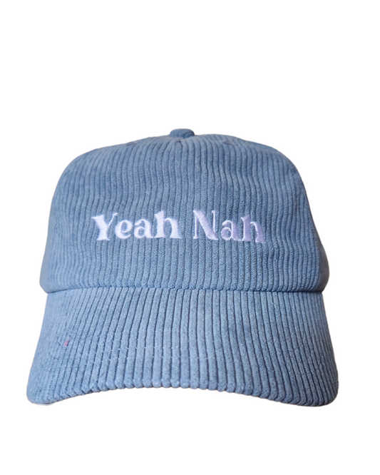 Yeah Nah - Light Blue Retro Corduroy Cap